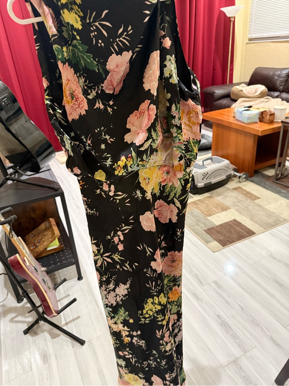 Petal and pup women’s  Black Floral Sleeveless Dress with Pink & Yellow Blooms